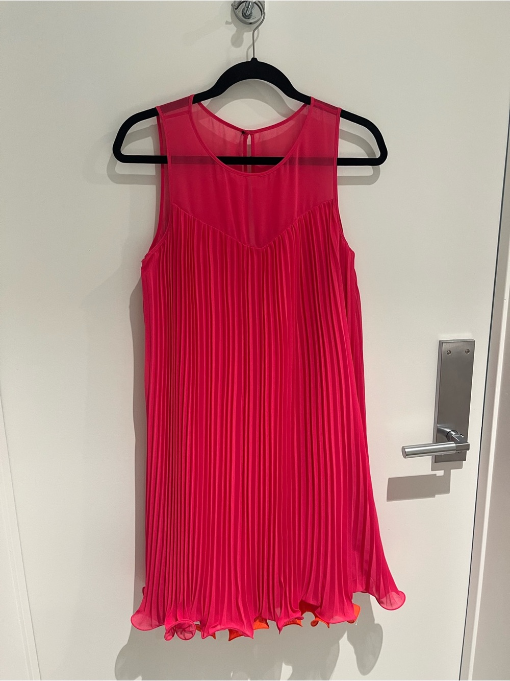 Maeve Anthropologie Hot Pink Pleated Swing Dress, Size 6